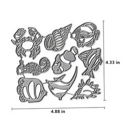 Metal 9pcs Ocean Sea Fish Die Cuts, Animal Crab Conch Cutting Die DIY Crafts Template Mould Stencils for DIY Embossing Card Making Album Decorative Paper Scrapbooking
