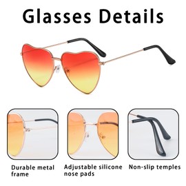 AYNKH 3 Pack Heart Shaped Sunglasses, Ladies Fashion Vintage Love Heart Sunglasses Shopping BeachOutdoor Party Swimming Pools Music Festivals