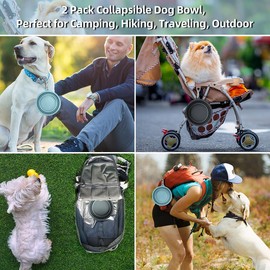 Kytely Collapsible Dog Bowls X-Large (1500ml), 2 Pack Foldable Dog Travel Bowls, Portable Dog Water Food Bowl with Clasp, Pet Feeding Cup Dish for Traveling, Walking, Hiking (Blue+Grey)