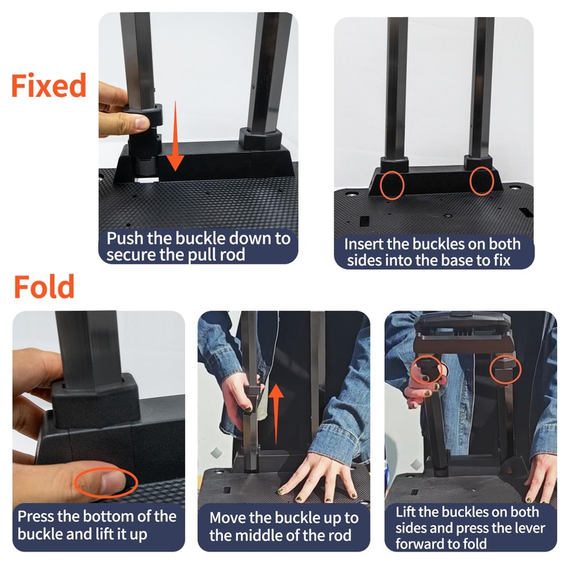 Backpack Cart with Elastic Ropes, Aluminium Alloy Folding Trolley for
