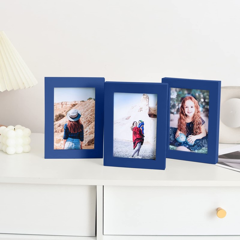 wyooxoo 4x6 Picture Frames Set of 4 Dark blue Solid