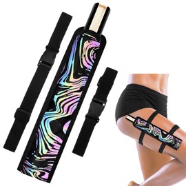 Cosblank Summer Rave Fan Holster Rave Fan Holder Folding Hand Pouch Foldable Sleeves with Waist Belt for Thigh Party(Vortex Style)