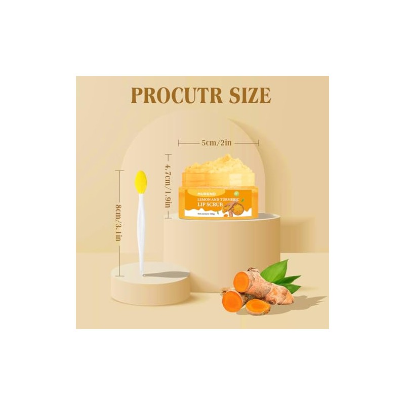 Exfoliante Labial De Cúrcuma Y Limón Con Cepillo, Exfoliante Para