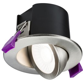 Knightsbridge SpektroLED Evo Tilt - Fire Rated IP65 Downlight with 2 x Wattage and 4 x CCT - Brushed Chrome