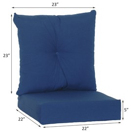 RULU Outdoor/Indoor Set of 2 Pieces (Seat 22inchx22inchx5inch + Back Cushion 23inchx23inchx7inch) Cobalt Blue