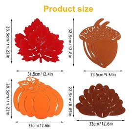 WideSmart 8pcs Placemats,Leaves Table Place-Mats Maple Leaves Felt Coaster Cup Mats Thanksgiving Autumn Leaves Coasters Place Mats for Table Place Mat Cup Pads for Harvest Holiday Christmas Table