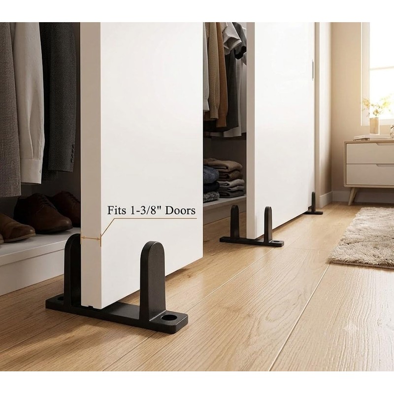 BOLWHAO 4 Pack Sliding Closet Door Floor Guide, Black ABS