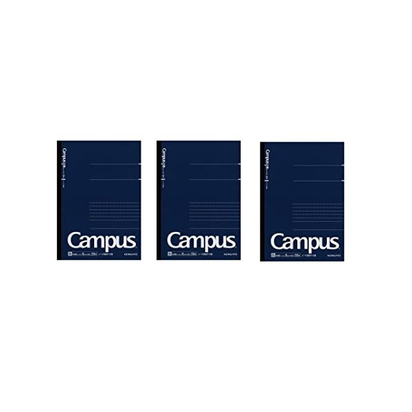 Kokuyo Campus Pre-Dotted Notebook, A5-dotted 6 mm Rule - 30 Lines X 50 Sheets - 100 Pages, Pack of 3 Dark Blue