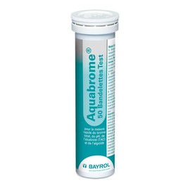 Bayrol Aquabrome Quicktest - 50 Teststreifen zur Messung von Brom-Gehalt, pH-Wert, Alkalinität und Gehalt an Desalgin Weiss