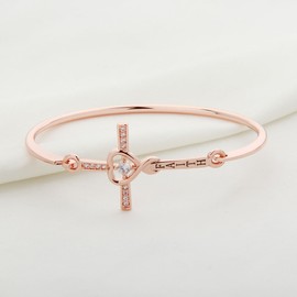 WUSUANED Infinity Love Heart God Cross with Faith Inscription Christian Bracelet Religious Gift for Women Girls (Faith Cross Bracelet RG)