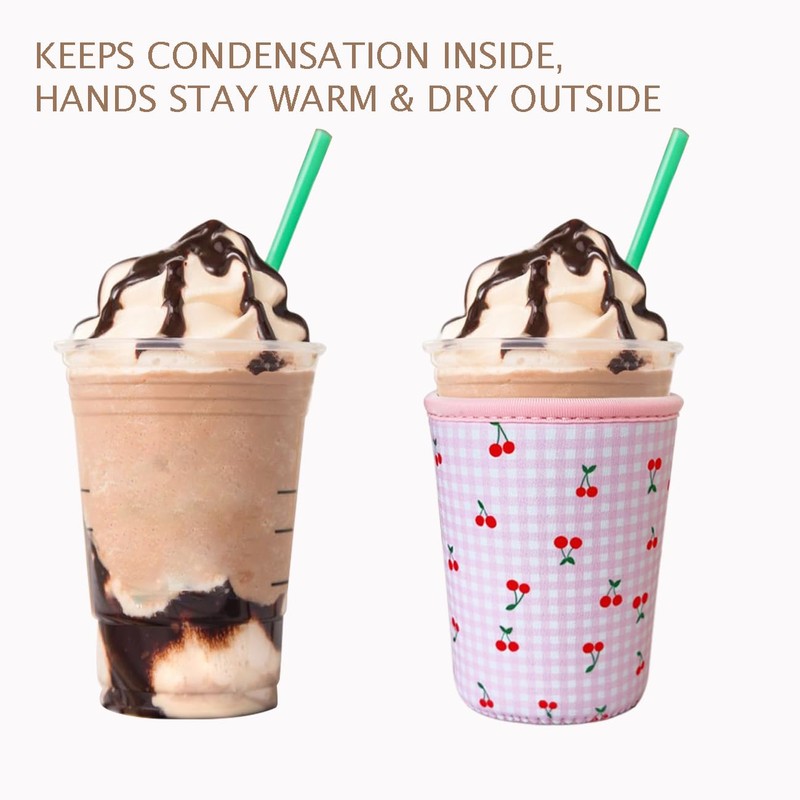 Reusable Insulated Neoprene Iced Coffee Cup Sleeve, Durable Drink Sleeve