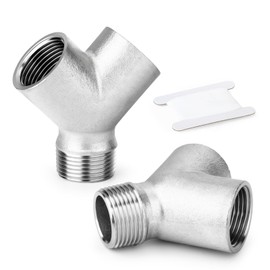 ERGAOBOY 1 Piece 304 Stainless Steel Y Shape 3 Way Pipe Fittings, 3/4 Inch BSP Female Thread x 3/4 Inch BSP Female Thread x 3/4 Inch BSP Male Thread Connector