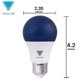 Triglow Blue LED A19 Light Bulb, 9 Watt (60 Watt Equivalent) Blue Light Bulbs 2-Pack