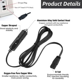 2m 12V DC Car Refrigerator Power Cord - Universal Plug for Coolers, Portable Freezers, and Car Refrigerators, for Reliable Power on the Go