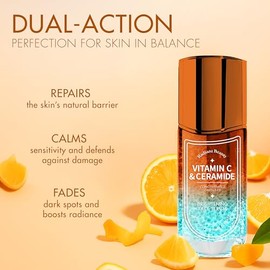 Suero de vitamina C para rostro con ceramida – Dermatológicamente probado, antienvejecimiento, cuidado de la piel coreano – Ilumina, hidrata, unifica 