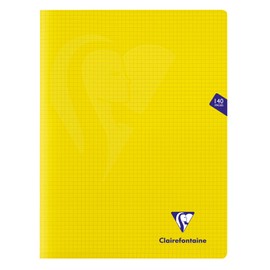 Clairefontaine - Ref 303382C - Mimesys PP Stapled Notebook (140 Pages) - 24 x 32cm, Polypro Cover, 90gsm Brushed Vellum Paper, Square 5x5 Ruling - Random Colour