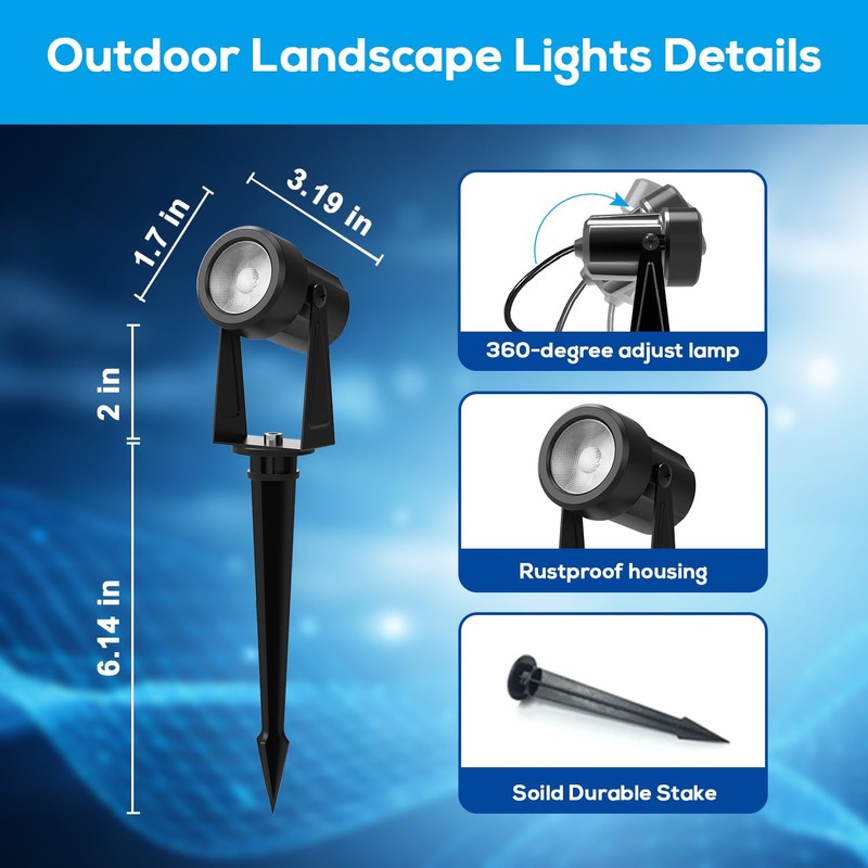 ZYAN Low Voltage Landscape Spotlights LED Landscape Lighting with Sensor,