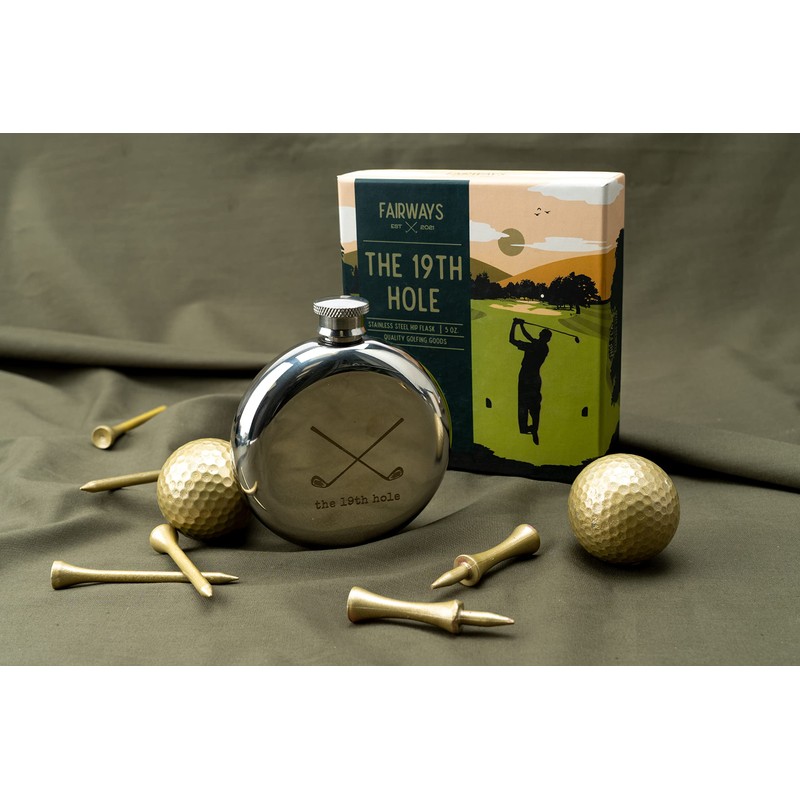CGB Giftware | Golfing Stainless Steel Hip Flask | The