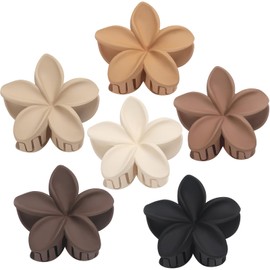 Sisiaipu Pinzas para El Cabello con Forma de Flor, 6 Piezas, Pinzas para El Cabello Grandes para Cabello Grueso, Pinzas para El Cabello Hawaianas, Pinzas para El Cabello Medianas de 3,3" para Cabello
