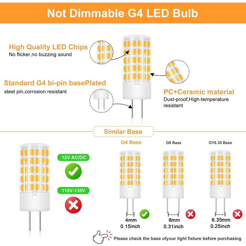 G4 LED Bulb 4W 3000K 40W Halogen 450LM