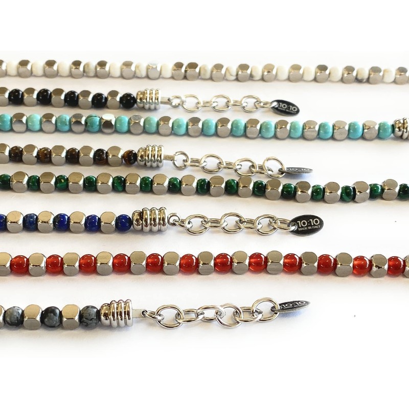 10:10 Adjustable Bracelet with 4 mm Diameter Natural Stones and