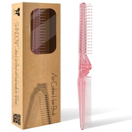 SHIDOW Foldable Travel Comb - Mini Compact Hair Comb for Women & Men, Pocket-Size Wide and Fine Tooth Comb for Purse, Travel, Styling On-the-Go - Pink
