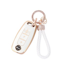 ZANEKO New Serena Key Case, Compatible with Nissan SERENA C28 Series, New Rukes, ProPilot e-POWER Key Cover, Sliding Doors on Both Sides (4 Buttons, White), white