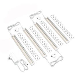 EShine Hand Wave Activated Under Cabinet LED Lighting Kit, Dimmable, 4-Pack 12 in - Touchless Dimming Control, White Under Counter Lights for Kitchen, Garage, Office, Desk - Warm White (3000K)