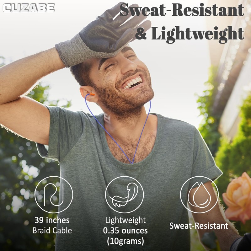 CUZABE Ear Plug Headphones for Work, Wired Earplug Headphones USB