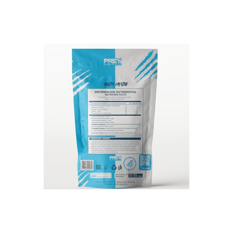 HUNTER CREATINA 350 GR SIN SABOR 70 SERVICIOS