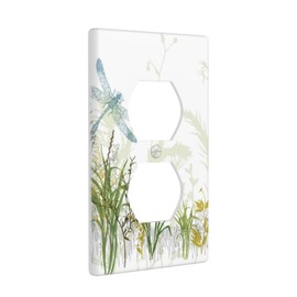 Wild Flower Dragonfly 1 Gang Duplex Light Switch Cover Plates Decorative Electric Outlet Covers Decorator Wall Switch Plate Receptacle Plug Covers 4.5 * 2.76 Inches