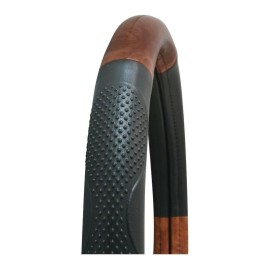 grand general dark wood black leather universal 18" inch steering wheel cover deluxe new 54008