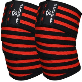 AQF Knee Wraps Weight Lifting Bandage - IPL and USPA Approved Gym Knee Support - Heavy Duty 78” Elasticated Support Straps Guard Powerlifting, Squatting (Pair)