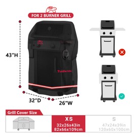 Turtle Life BBQ Grill Cover, 32 Inch Heavy Duty Waterproof 2 Burner Barbecue Gas Grill Covers for Weber Spirit Char-Broil Performance, Black