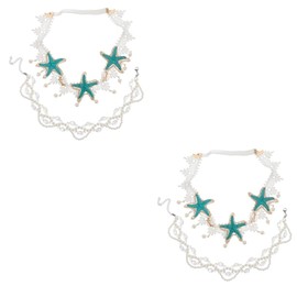 ABOOFAN 4pcs Sea Star Headband Necklace Bohemian Style Hair Jewelry for Weddings Beach Parties Festivals and Photography Charming Accessories for Women