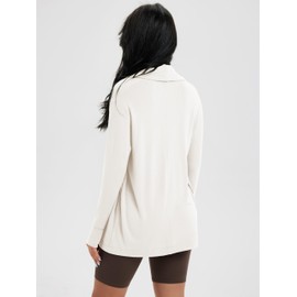 ODODOS Women's Drape Open Front Cardigans Cozy Soft Long Sleeve Casual Wrap Outerwear with Pockets Thumb Hole, White, X-Large