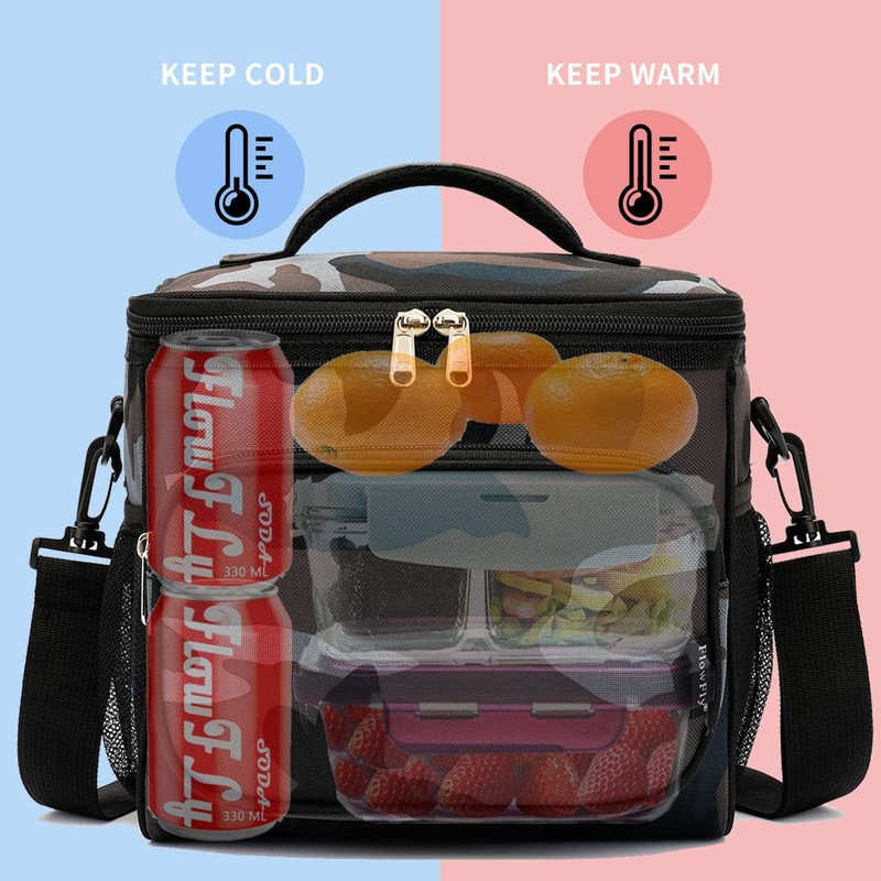 FlowFly Insulated Reusable Lunch Bag Adult Large Lunch Box for