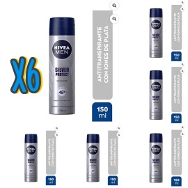 NIVEA 6 PACK MEN NIVEA DEODORANT SPRAY 150ml-91g 48h SILVER PROTECT SECA RÁPIDO