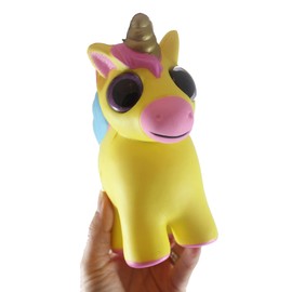 Curious Minds Busy Bags Large Yellow Unicorn Mystical Animal with Horn and Wings Slow Rise Squishies Slow Rise Foam - Scented Sensory, Stress, Fidget Toy (1 Yellow Unicorn)