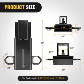 Nilight Forklift Trailer Hitch Attachment Fits 2 Inch Receiver Clamp on Pallet Fork Trailer Towing Adapter with Safety Chain & 5/8” Hitch Pin Clip Black