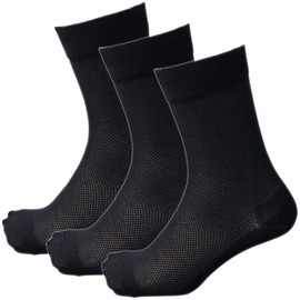 Hayashi BC703 Men's Socks, Deodorizing Mesh, Set of 3, Military Feet, Round End, Deodorizing Bamboo & Cotton, Breathable, Black, Perfect for Work, 9.8 - 10.6 inches (25 - 27 cm), Black