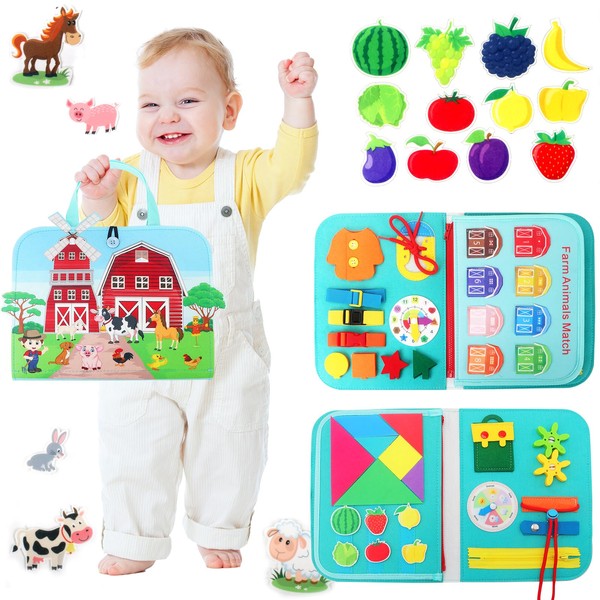 Mardo Busy Board per Bambini, Giochi Montessori, Educativi Regalo Bambini, Pannello Sensoriale Bimbo 1 2 3 4 Anni con 9 attività