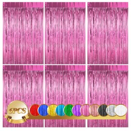Tinsel Curtains 6 Pieces Glitter Curtain, 6 Pieces Glitter Curtain Fringe, Foil Fringe Curtain 1 m x 2 m for Birthdays Festivals Party Stage Decoration