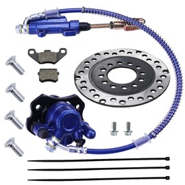PRO BAT Rear Disc Brake Master Cylinder Caliper Assembly + 158mm/6.22'' Disc Brake Plate + Brake Pad for 50cc 90cc 110cc 125cc ATV Quad Coolster ATV Kids Four wheeler, Blue