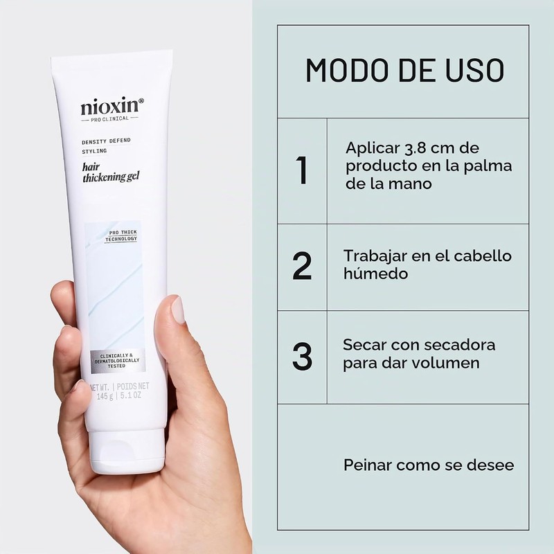 Nioxin Gel para engrosar el cabello 3D, fuerte sujeción y