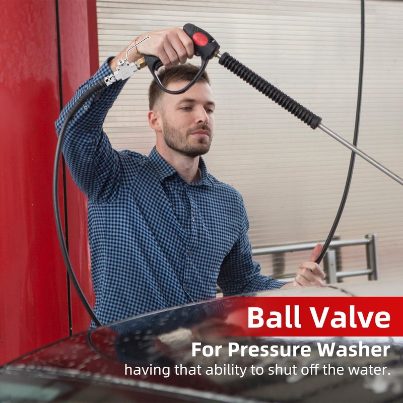 Toolly High Pressure Washer Ball Valve Kit, 3/8 Inch Quick