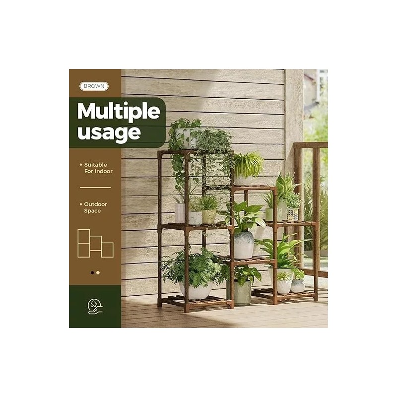 Bamworld Multiple Plants 3 Tiers 7 Potted Ladder Plant Holder