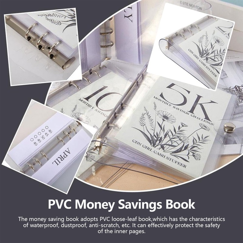 12-Month Envelopes Money Saving Challenge Binder,Budget Binder With Cash Envelopes,12