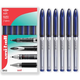 uni-ball AIR - 0.7mm Medium Rollerball - UBA-188-L - In Gift Box Packaging (Pack of 6, Blue)