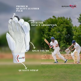 SPORTAXIS Premium Cricket Batting Gloves for Batsman, Split Fingers, Stylish Design, Comfortable Grip, PVC Thumb Patch, and Breathable mesh for Ventilation, for Adults